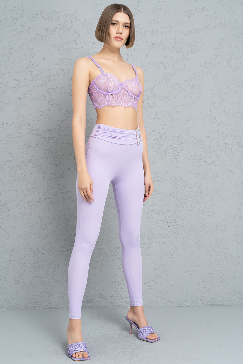 New Lilac Embellished-Accent Leggings