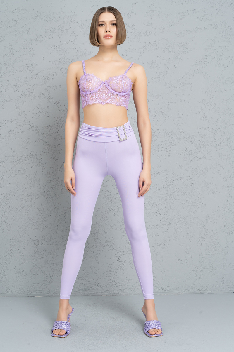 New Lilac Embellished-Accent Leggings