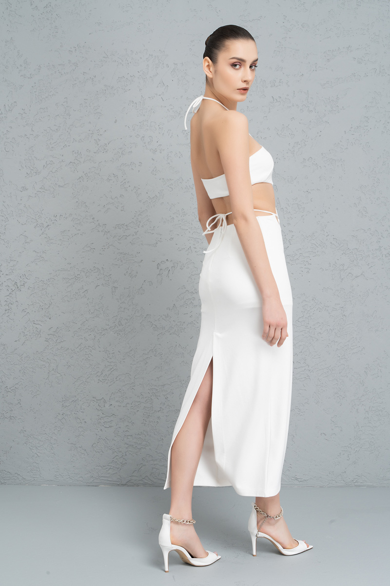 оптовая Offwhite Cut Out Mid-Section Strappy Dress