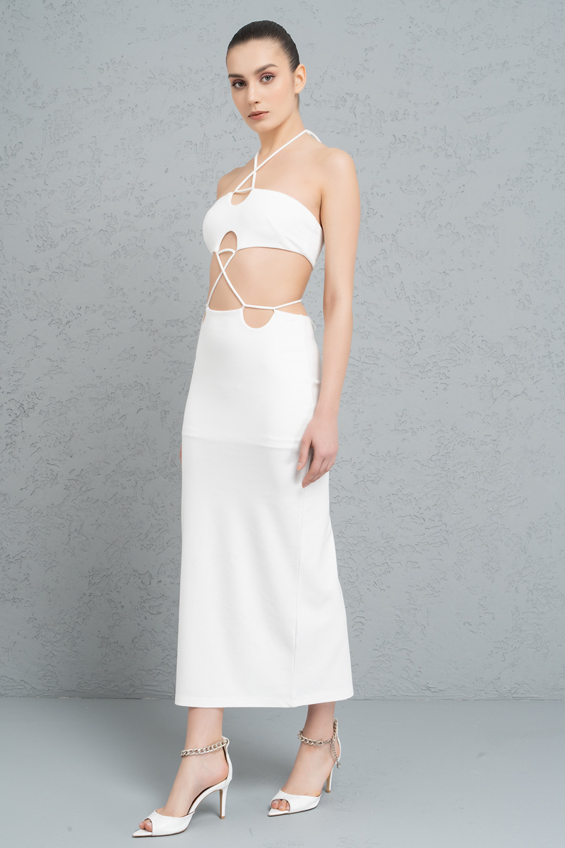 оптовая Offwhite Cut Out Mid-Section Strappy Dress