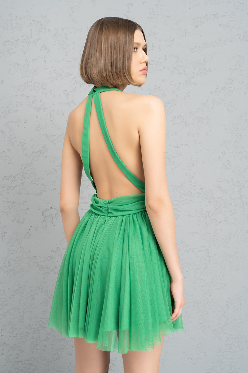 Wholesale Kelly Green Tulle Flare Dress