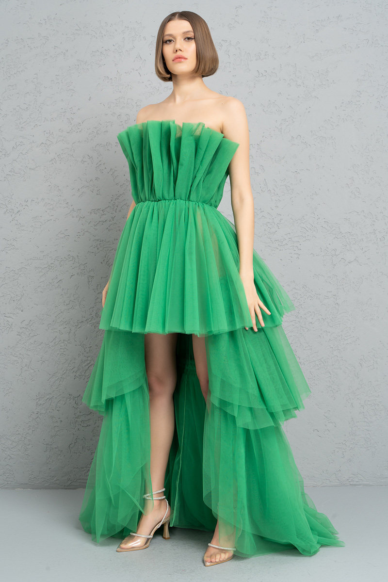 Wholesale Off The Shoulder Kelly Green Ruffle Mini Dress
