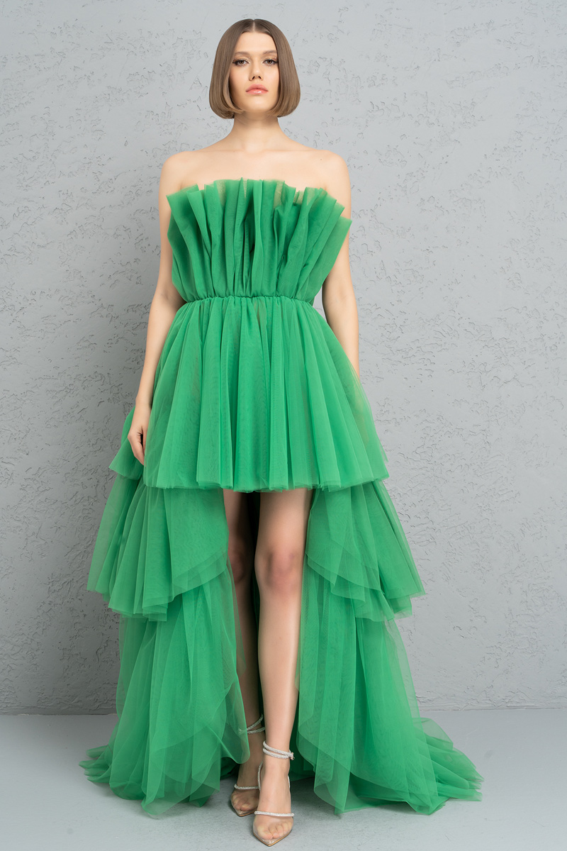 Wholesale Off The Shoulder Kelly Green Ruffle Mini Dress