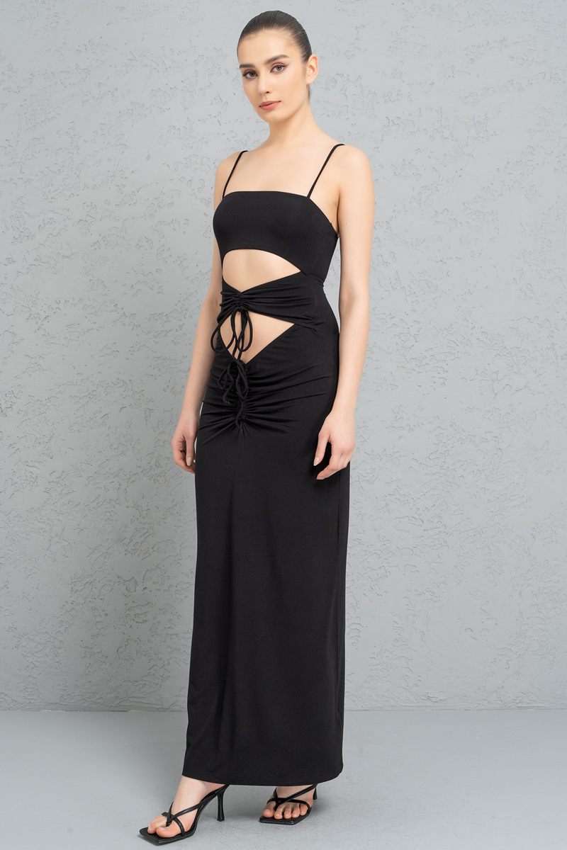 Wholesale Black Cut Out Front Cami Maxi Dress