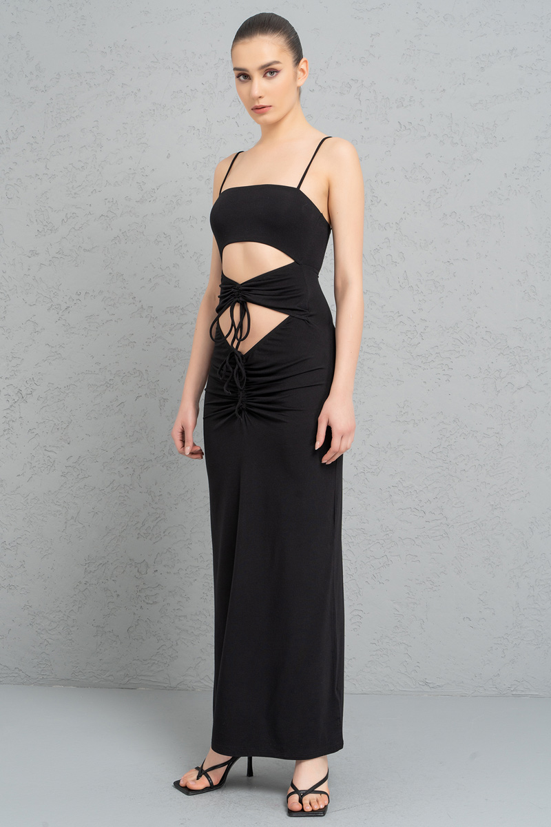 Wholesale Black Cut Out Front Cami Maxi Dress