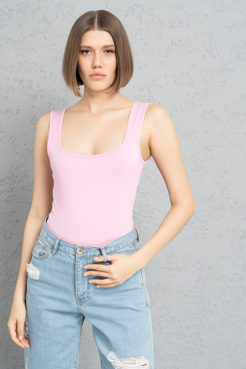 Wholesale New Pink Square Neck Tank Top