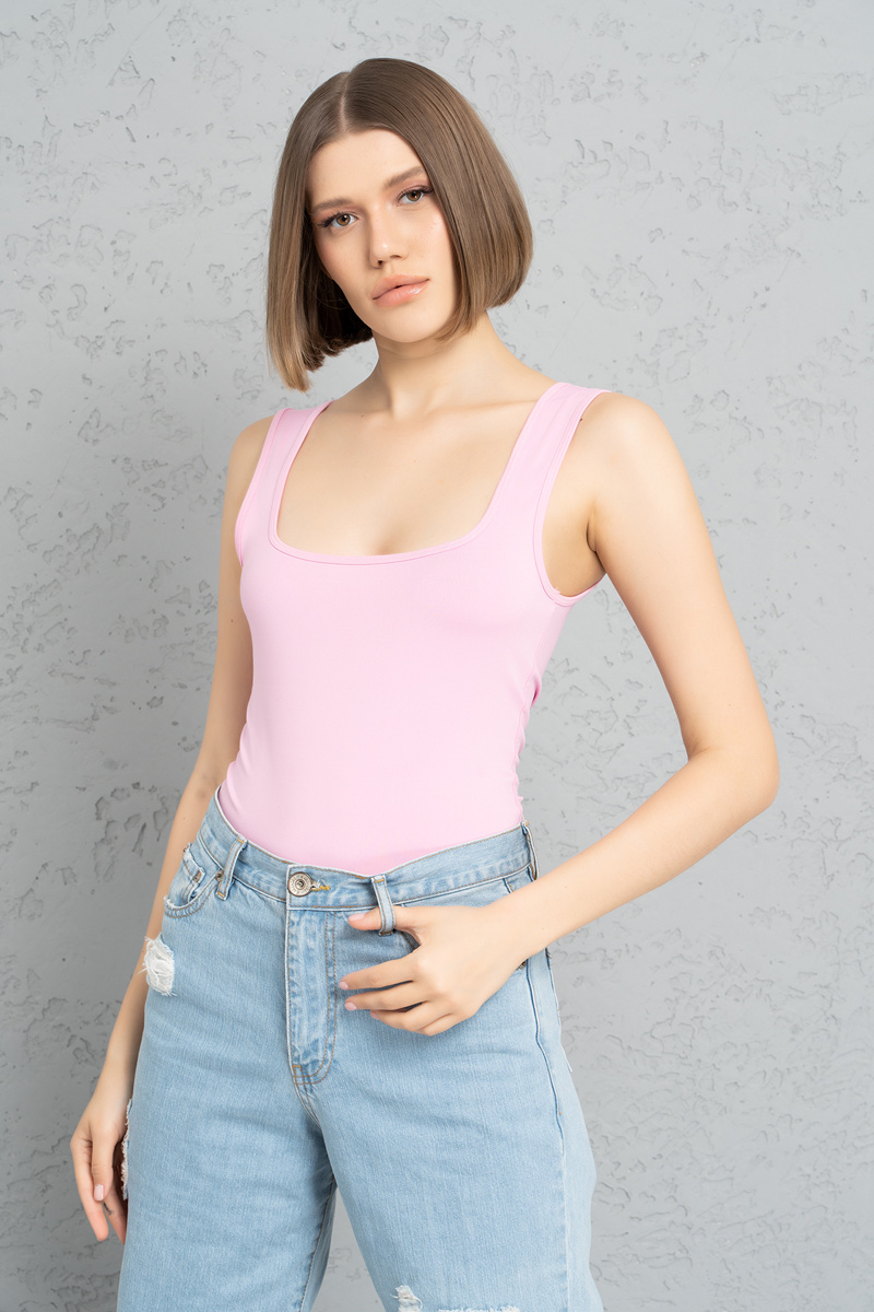 Wholesale New Pink Square Neck Tank Top