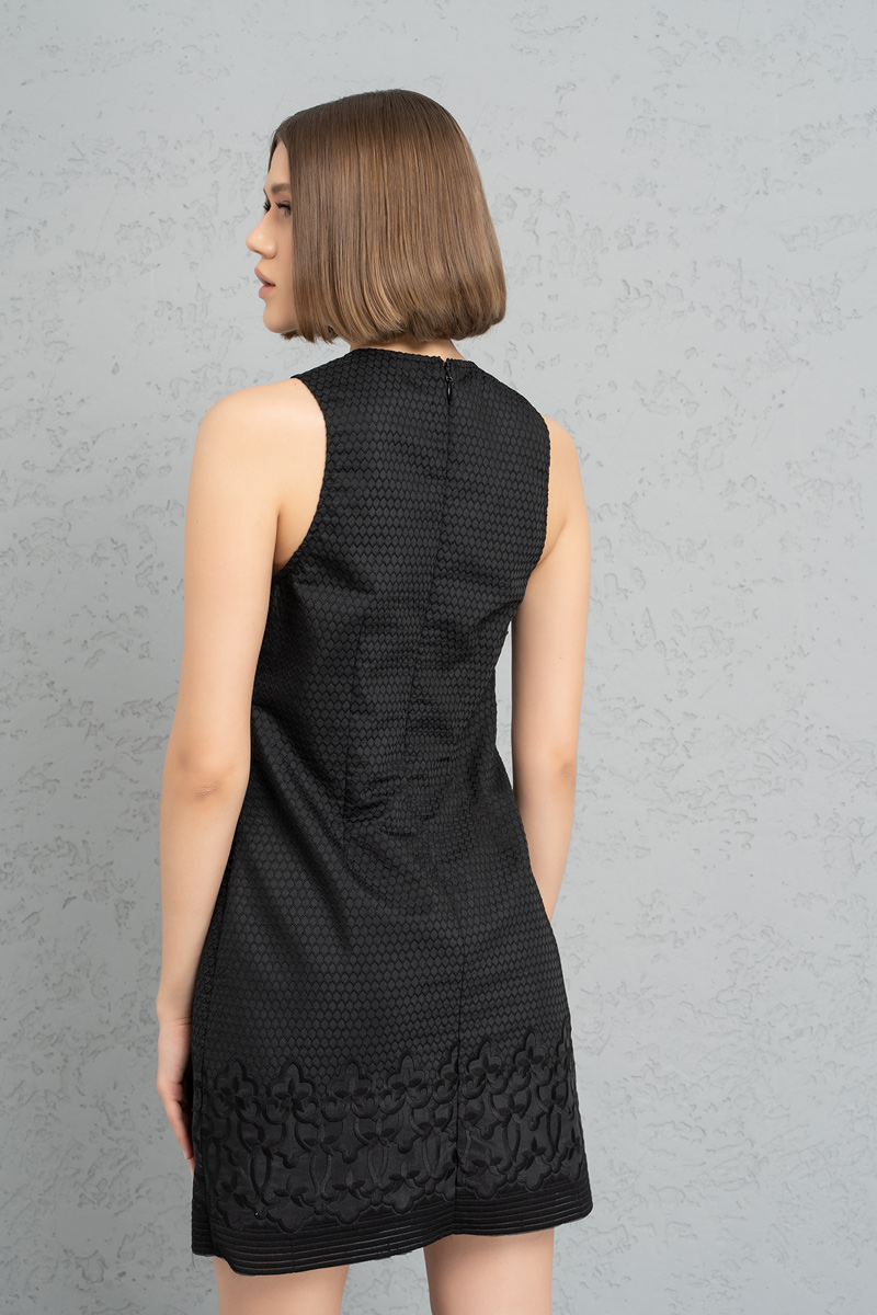 оптовая черный Crochet Tank Mini Dress