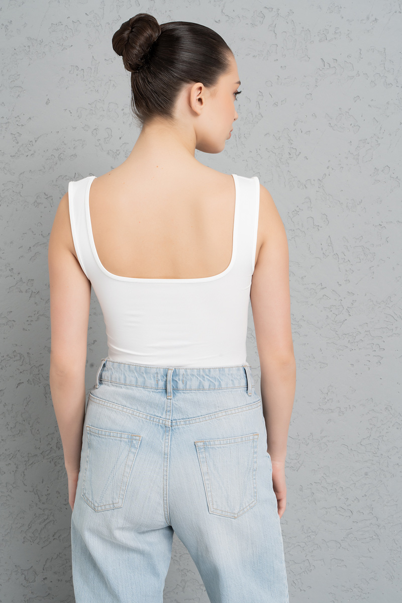 Wholesale Offwhite Square Neck Tank Top