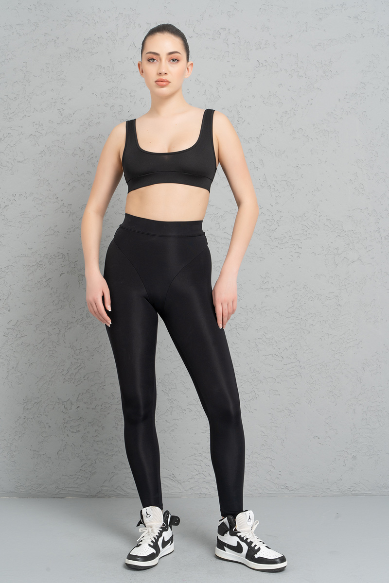 Sheer Black Waistband Leggings