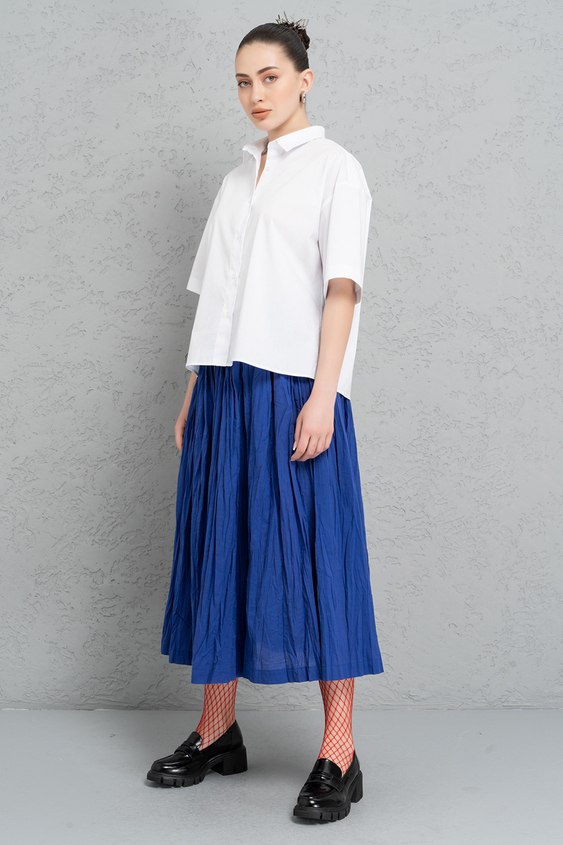 Wholesale Saks Blue Flare Skirt