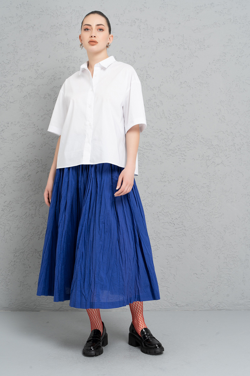 Wholesale Saks Blue Flare Skirt
