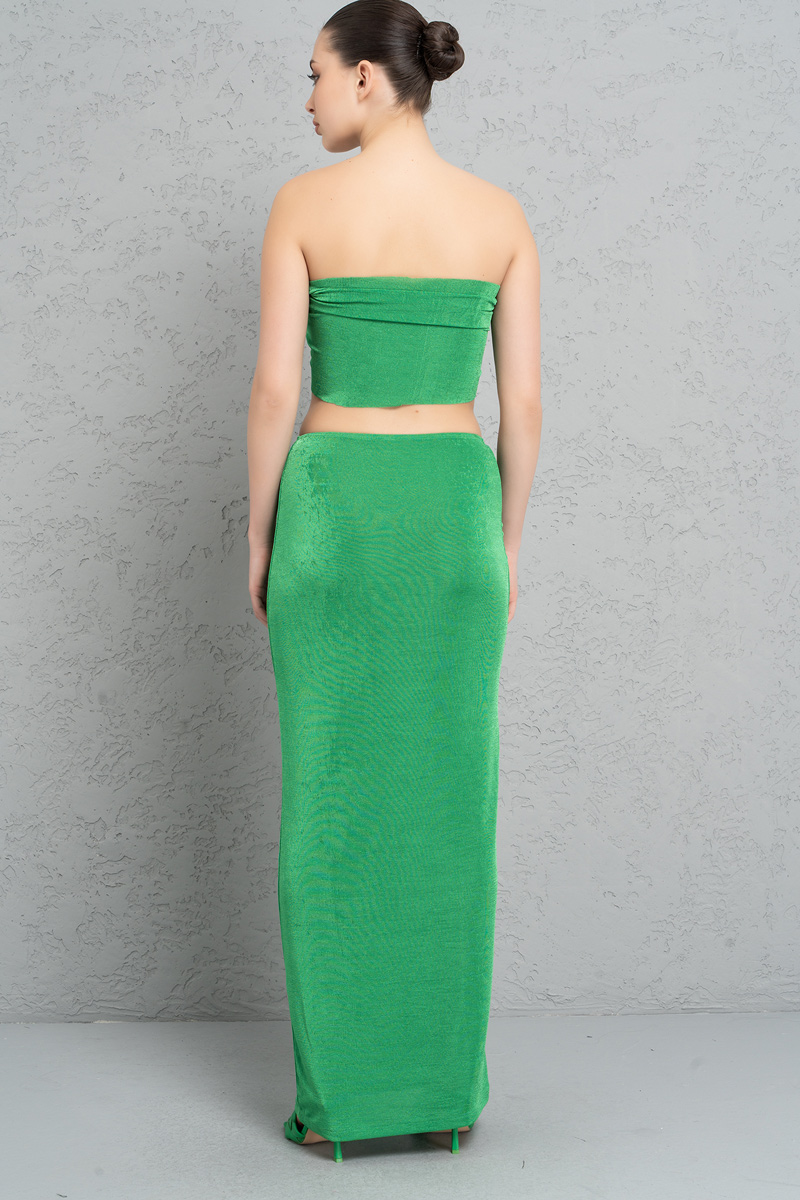 Kelly Green Ruched Maxi Skirt