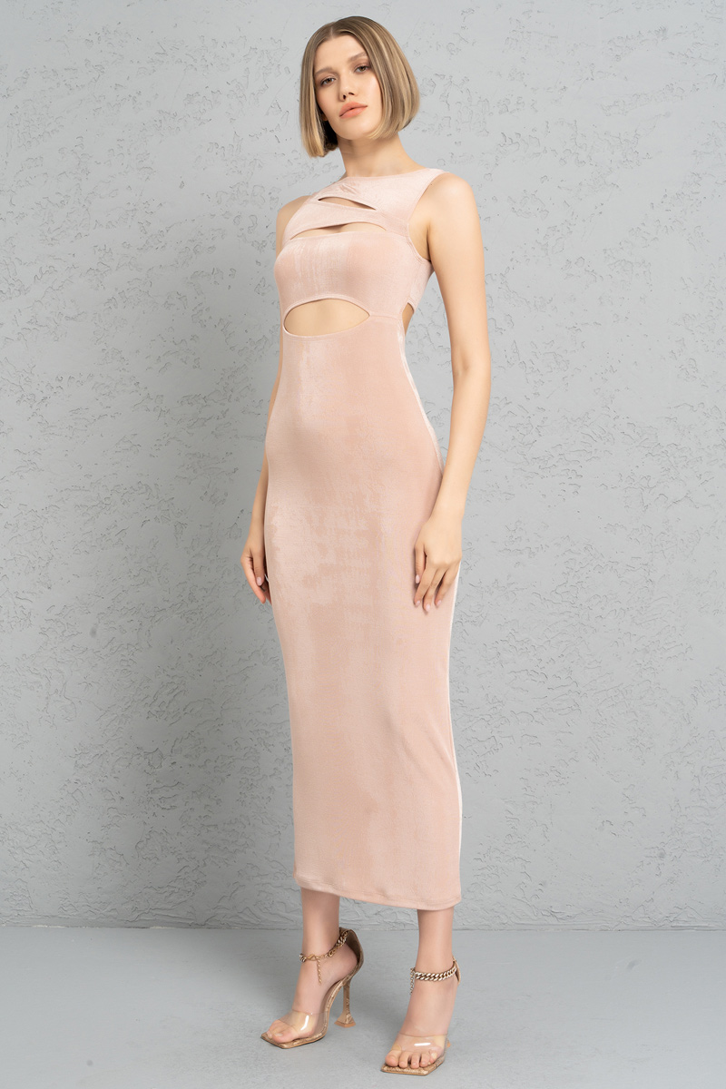 Wholesale Nude Cut Out Sleeveless Dress