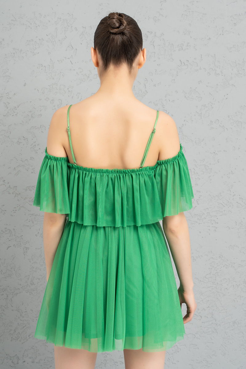 Kelly Green Off-the-Shoulder Cami Tulle Dress