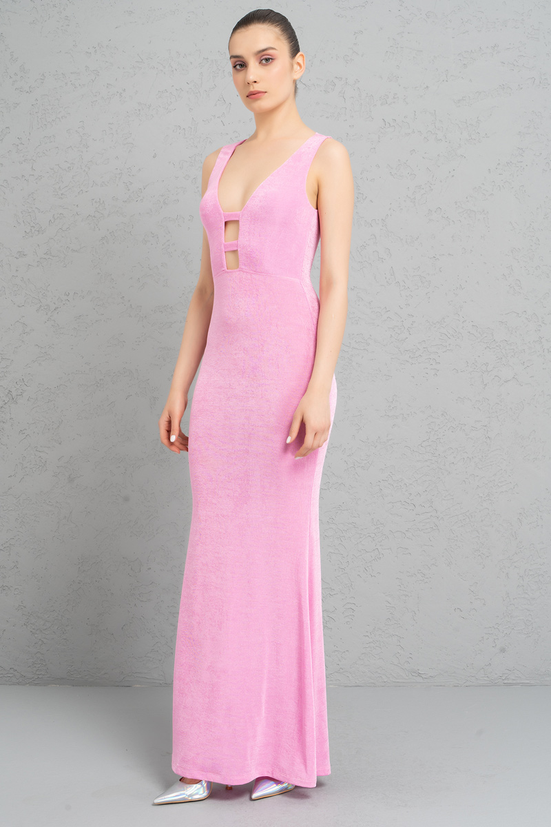 Wholesale TAFFY PİNK Plunging Sleeveless Maxi Dress
