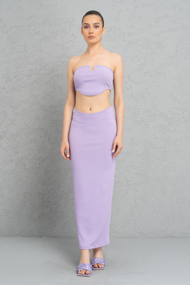 Wholesale New Lilac U-Wire Tube Top & Skirt Set