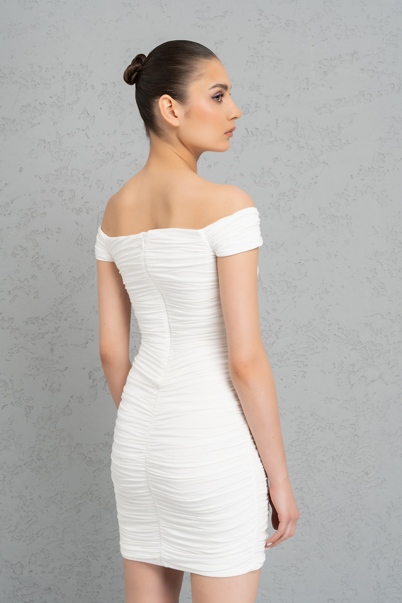 Offwhite Cut Out Off-the-Shoulder Dress