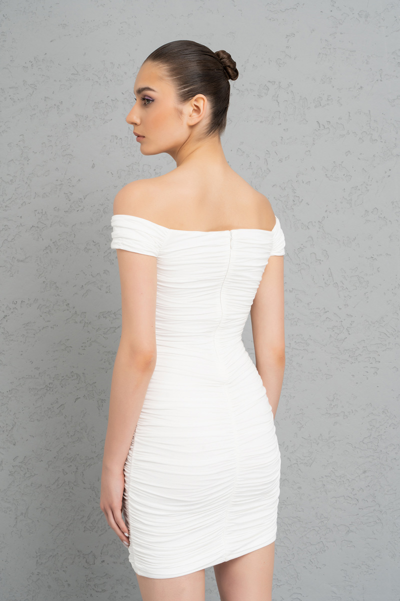 Offwhite Cut Out Off-the-Shoulder Dress