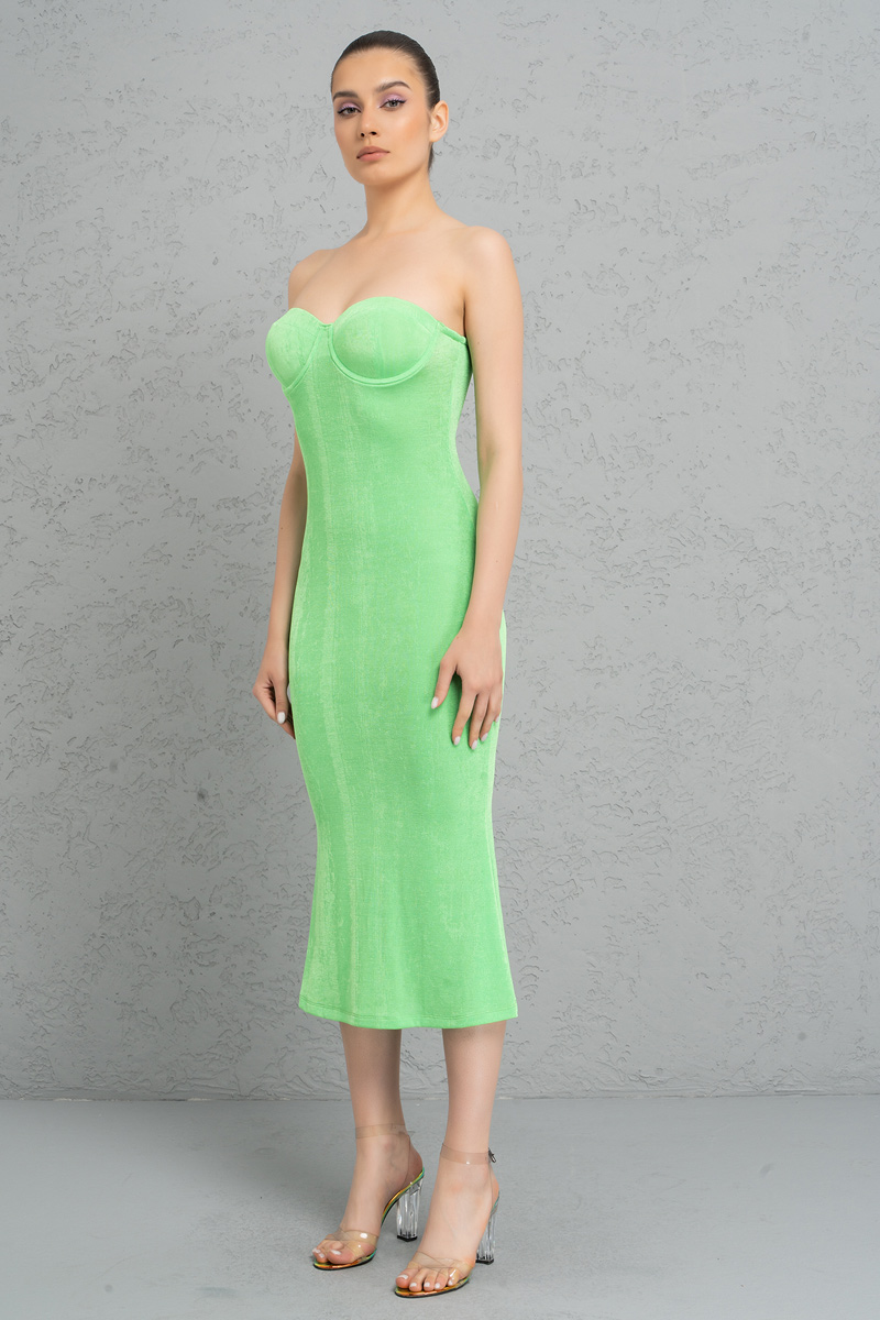 SPRİNG GREEN Tube Dress with Padded Cups