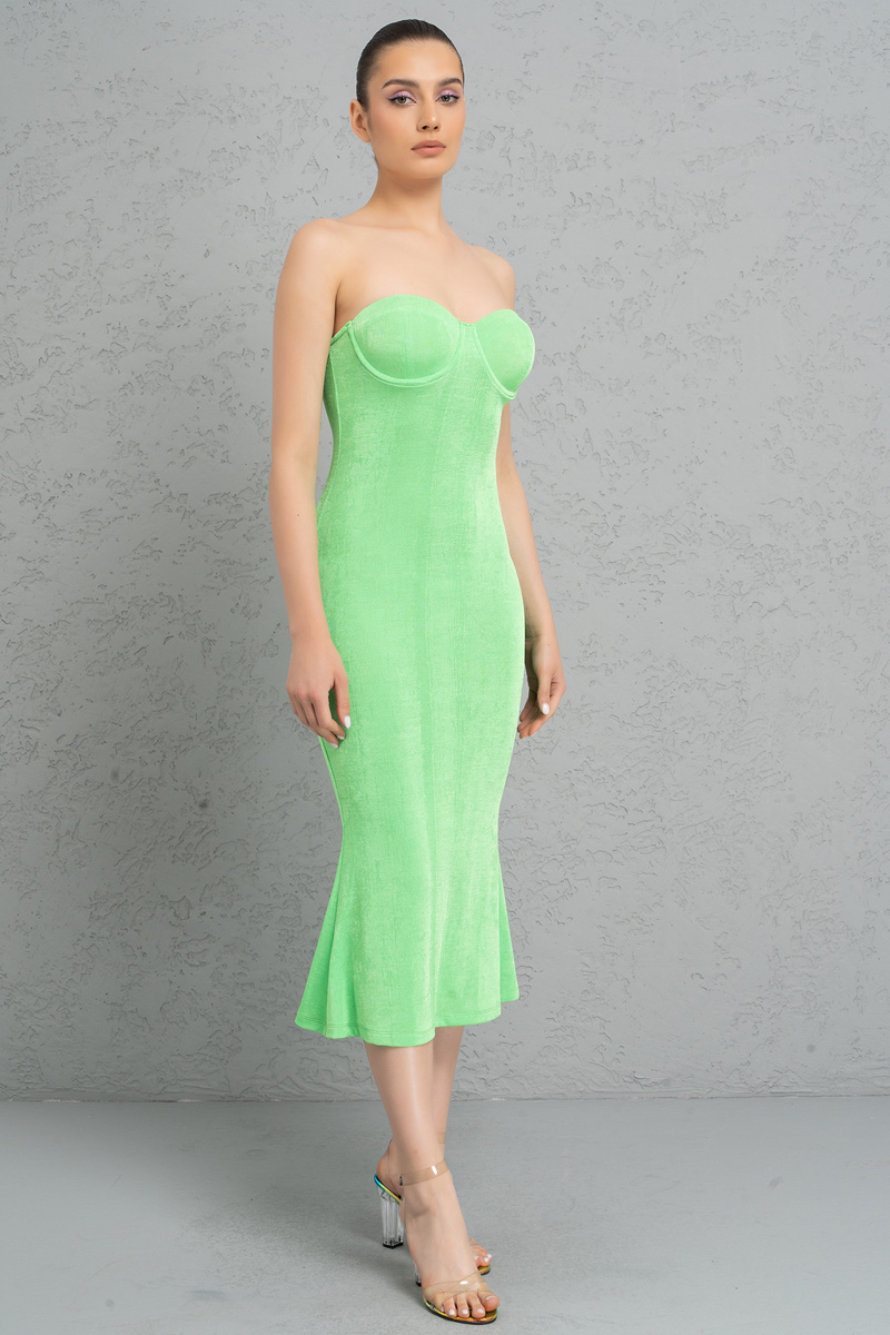 Wholesale SPRİNG GREEN Tube Dress with Padded Cups