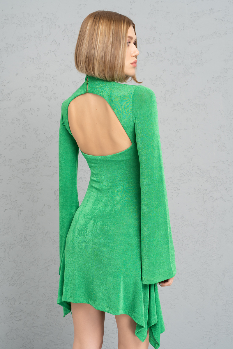 Kelly Green Cut Out Back and Front Mini Dress