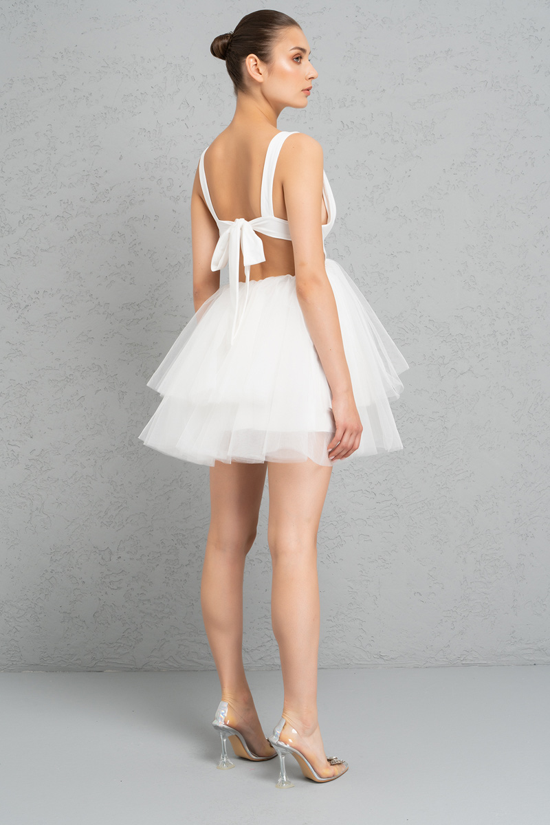 Offwhite Backless Mini Tutu Dress