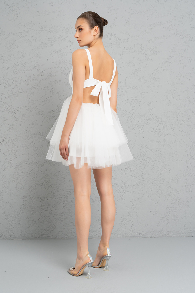Wholesale Offwhite Backless Mini Tutu Dress