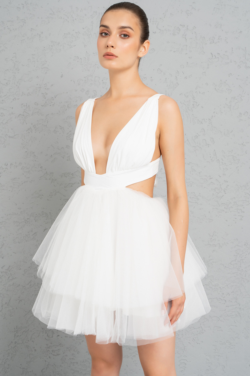 Offwhite Backless Mini Tutu Dress