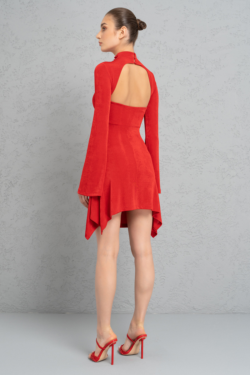 Wholesale Red Cut Out Back and Front Mini Dress