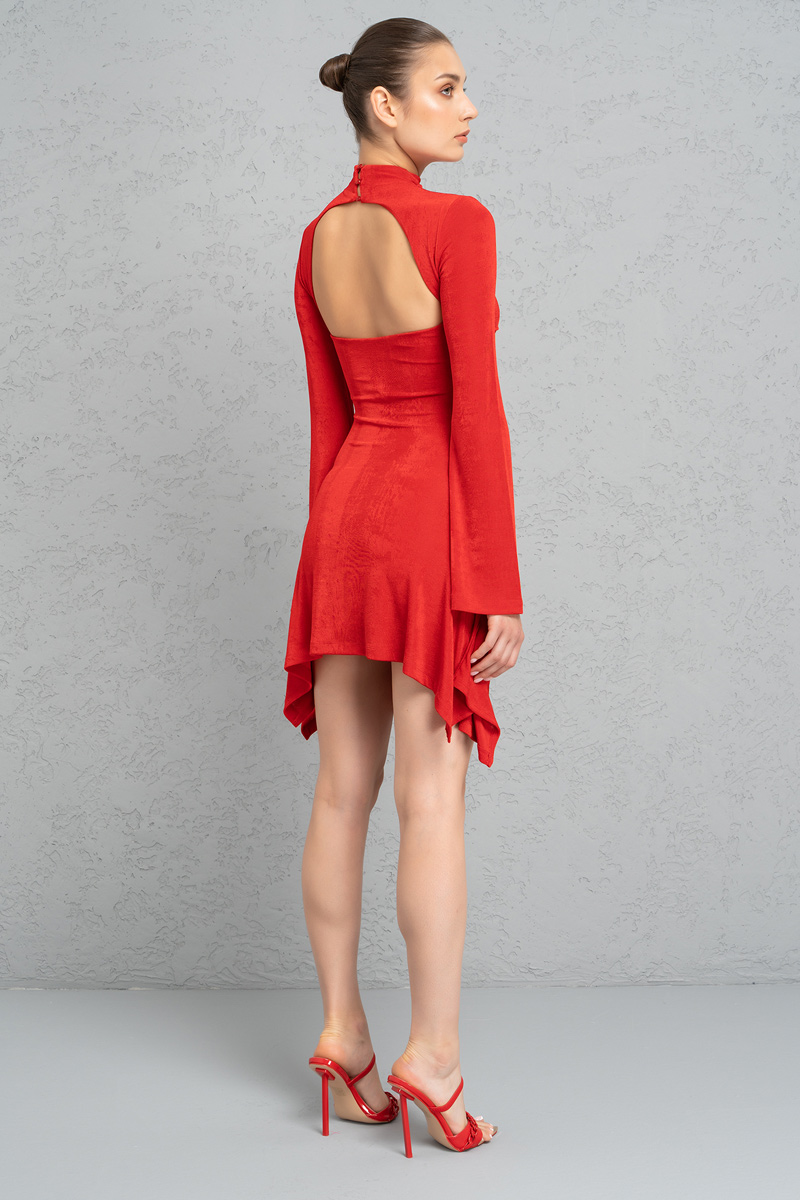 Red Cut Out Back and Front Mini Dress