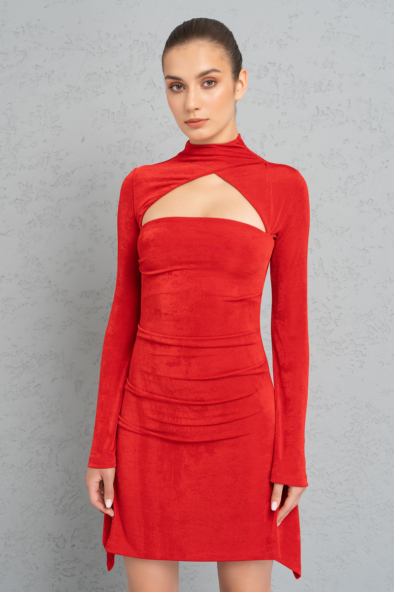 оптовая красный Cut Out Back and Front Mini Dress