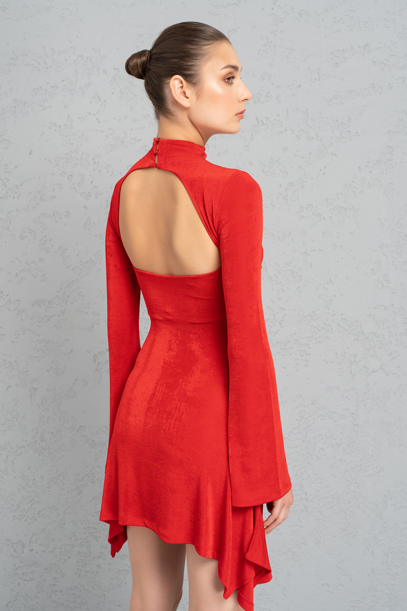 Wholesale Red Cut Out Back and Front Mini Dress