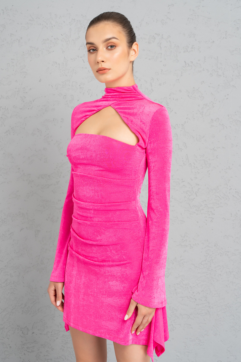 New Fuschia Cut Out Back and Front Mini Dress