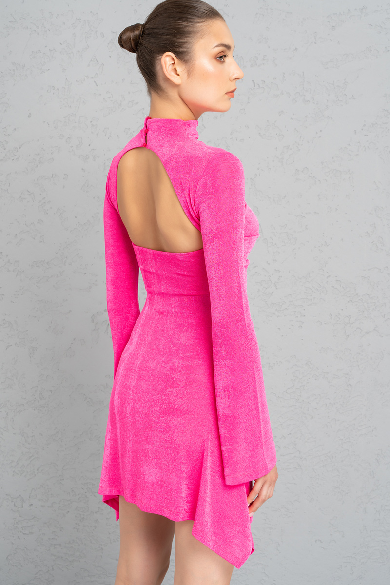 Wholesale New Fuschia Cut Out Back and Front Mini Dress