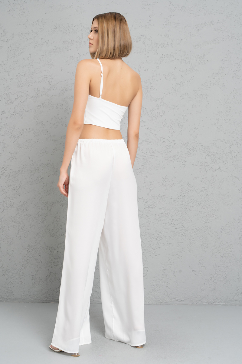 Offwhite Loose-Fit Satin Pants