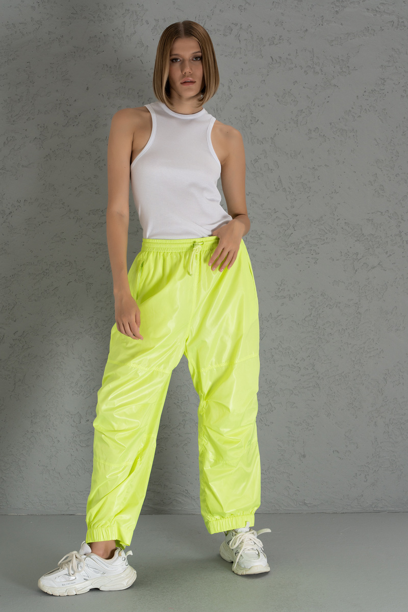 Neon Yellow Wind Joggers with Pockets