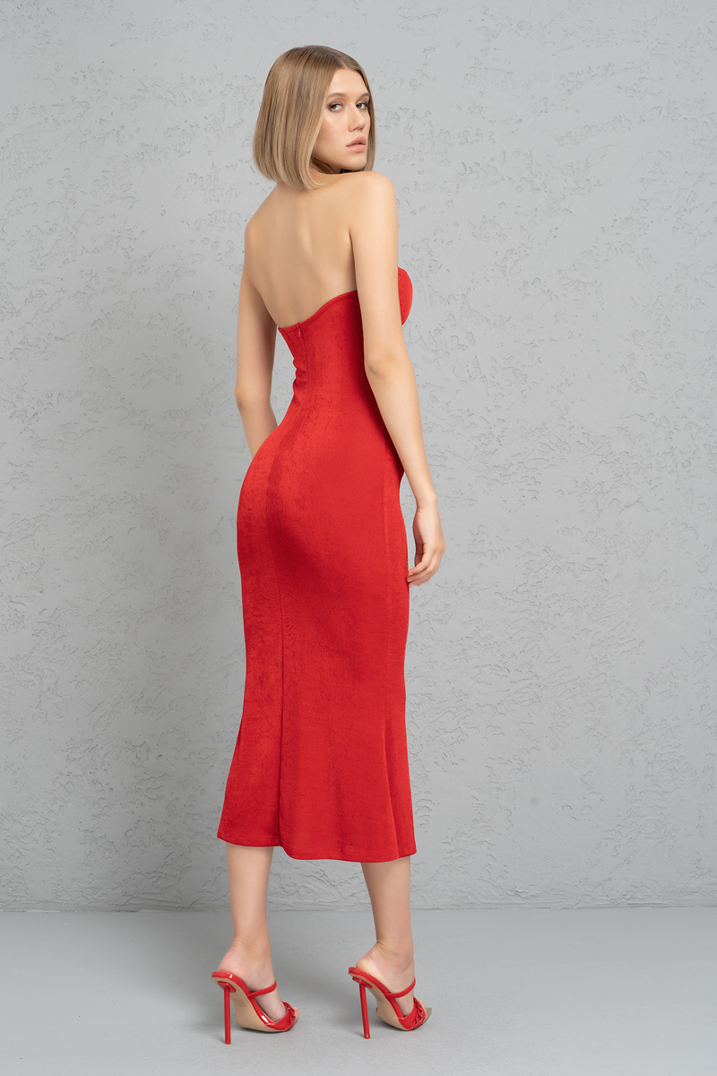 Wholesale Red Tube Dress with Padded Cups