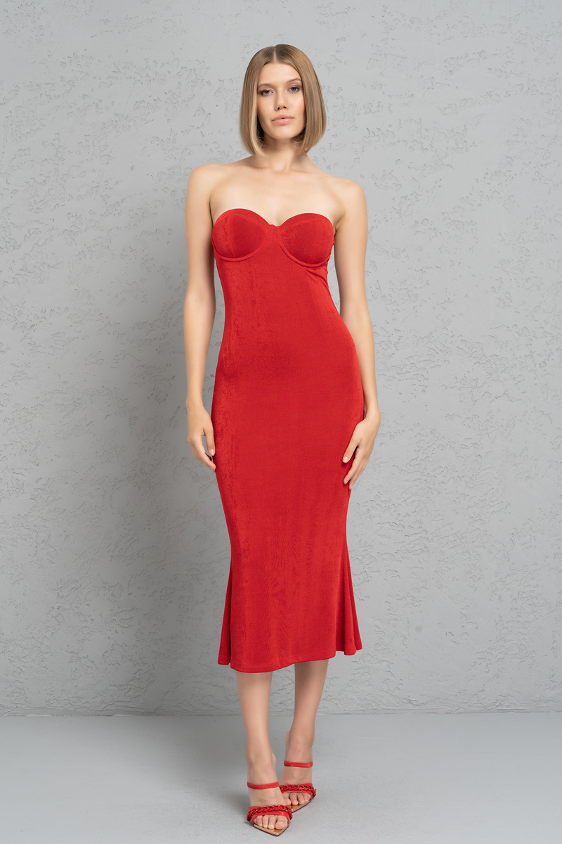 Wholesale Red Tube Dress with Padded Cups