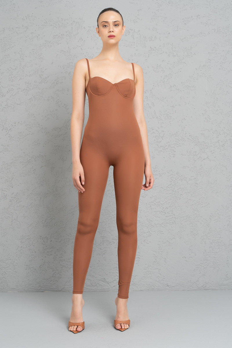 Tobacco Padded Cami Catsuit