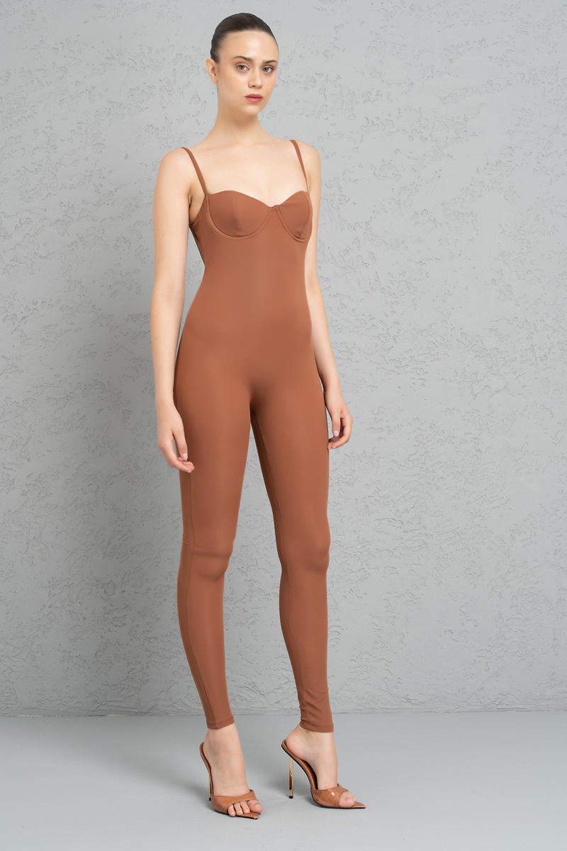 Tobacco Padded Cami Catsuit