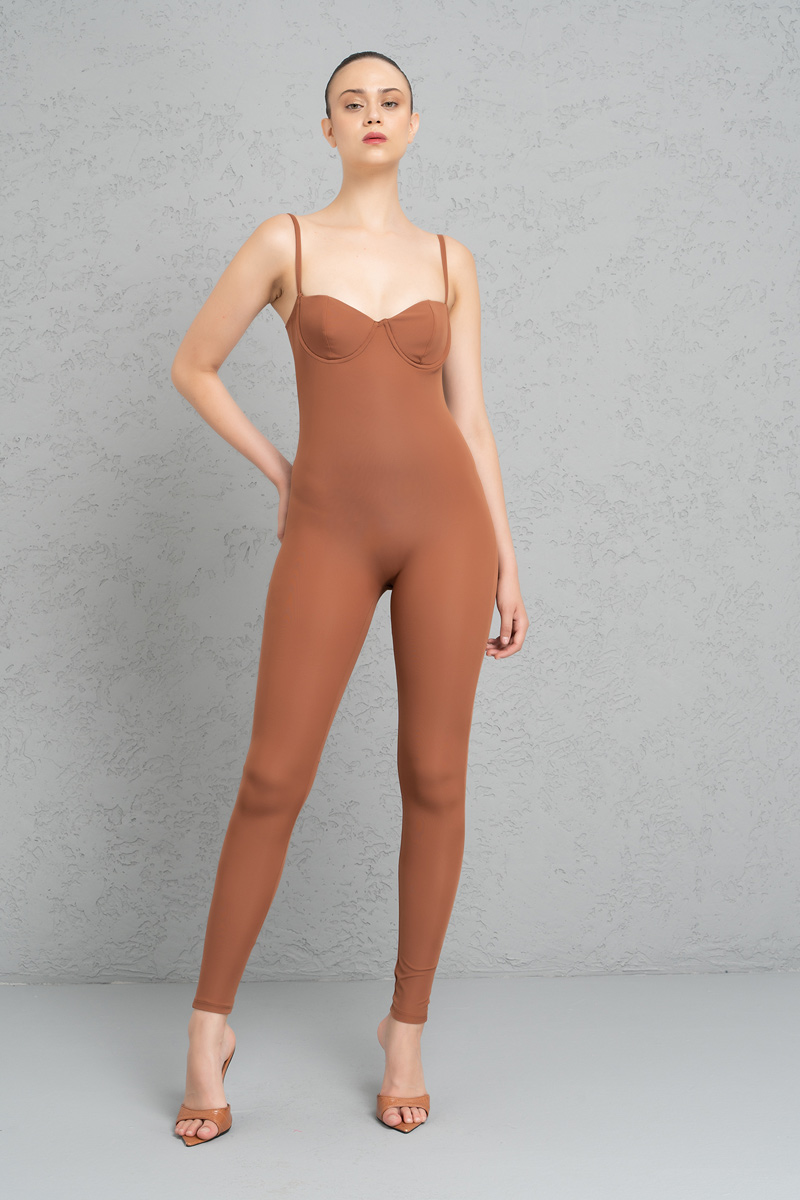 Wholesale Tobacco Padded Cami Catsuit