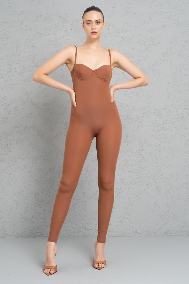 Wholesale Tobacco Padded Cami Catsuit