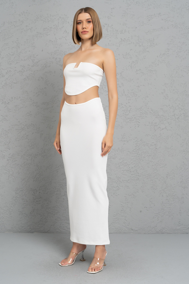 Wholesale Offwhite U-Wire Tube Top & Skirt Set