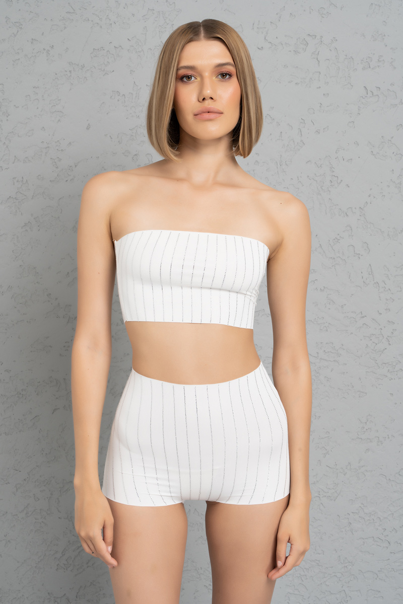 Wholesale Offwhite Embellished Crop Tube Top