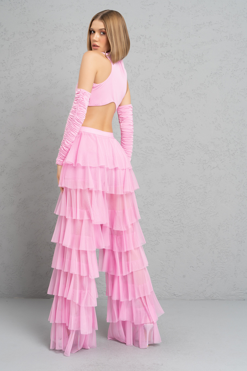 Tiered Tulle Pants in New Pink