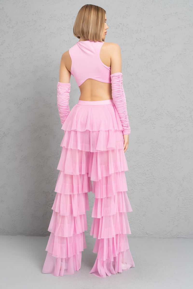 Tiered Tulle Pants in New Pink