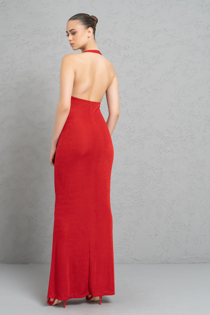 красный Plunging Maxi Dress