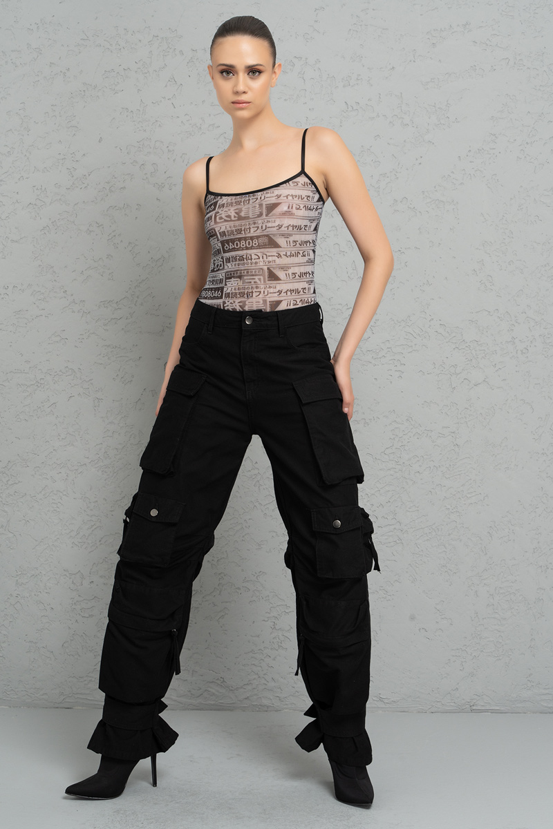 Thin Shoulder Strap BLACK - COMBO printed Bodysuit