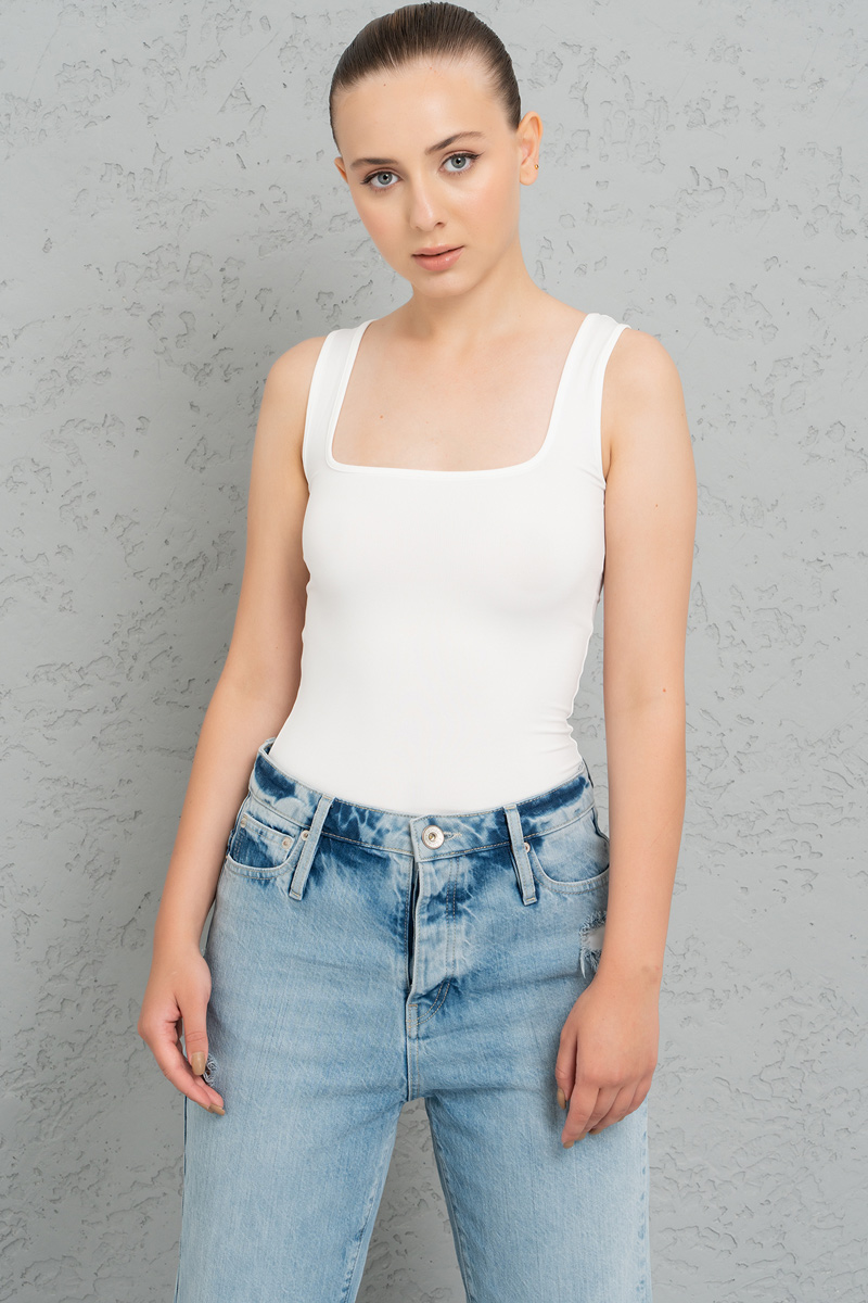 Wholesale Square Neck Offwhite Tank Top